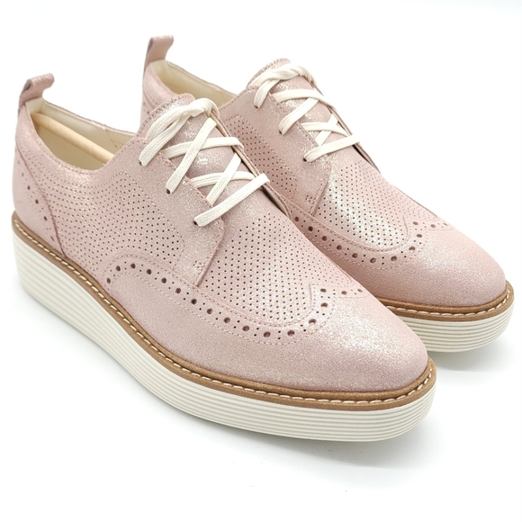 Cole Haan Shoes - Cole Haan Women's Originalgrand Platform Wing Tip Oxford Rose Gold Shimmer